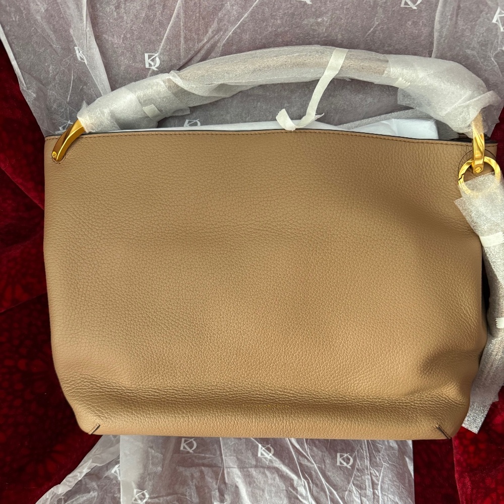 NWT  Donna Karen New York  Glenwood Leather Shoulder Bag with Tassel Detail